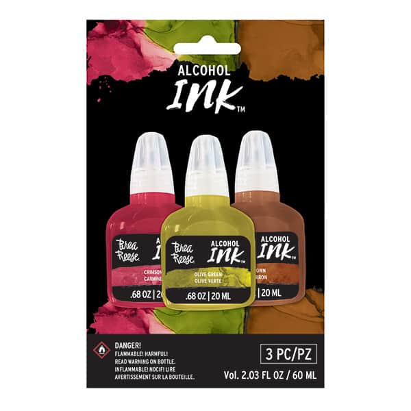 Brea Reese Alcohol Ink 3 Pack - Crimson, Olive Green, Brown
