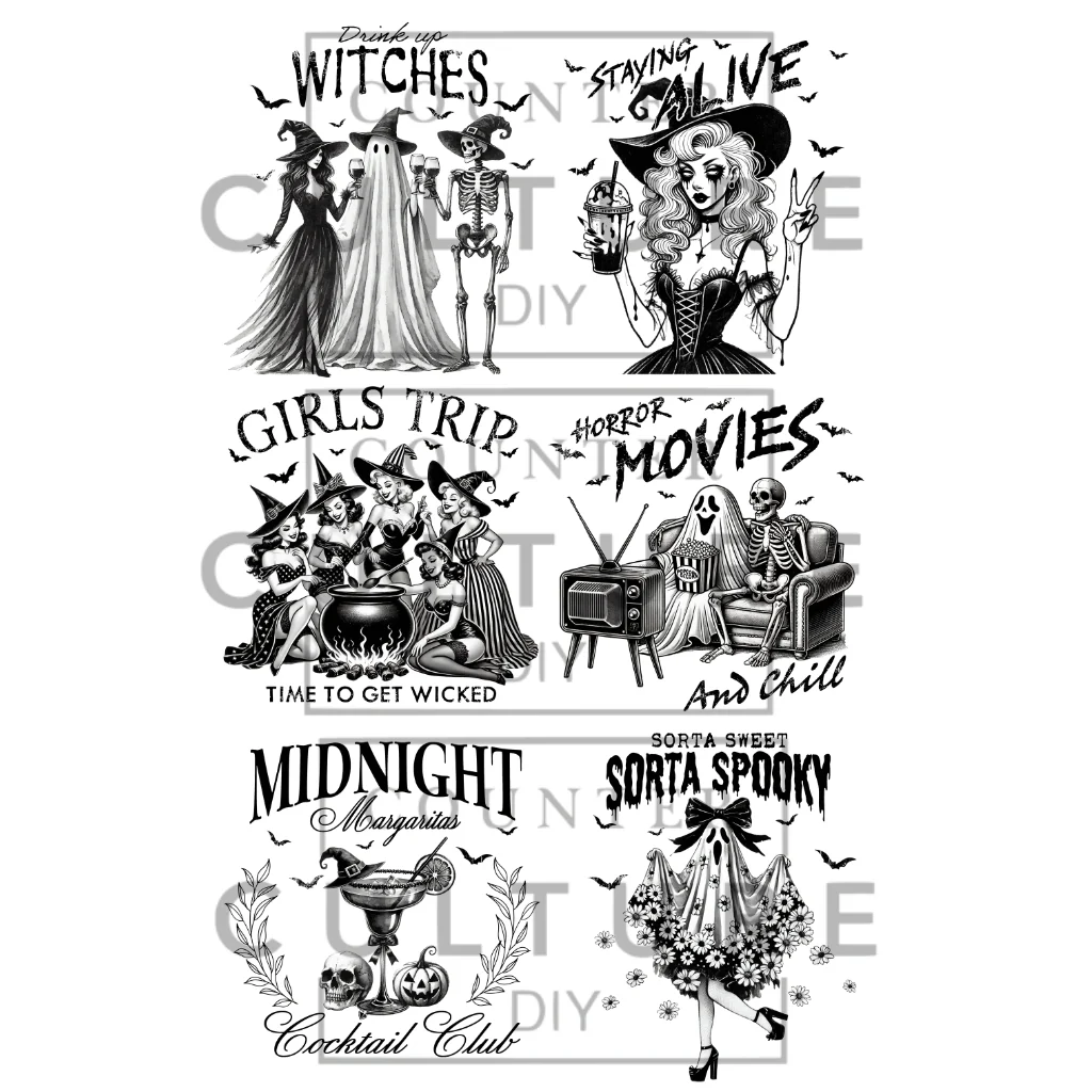 Black and White Fall DTF Gang Sheet
