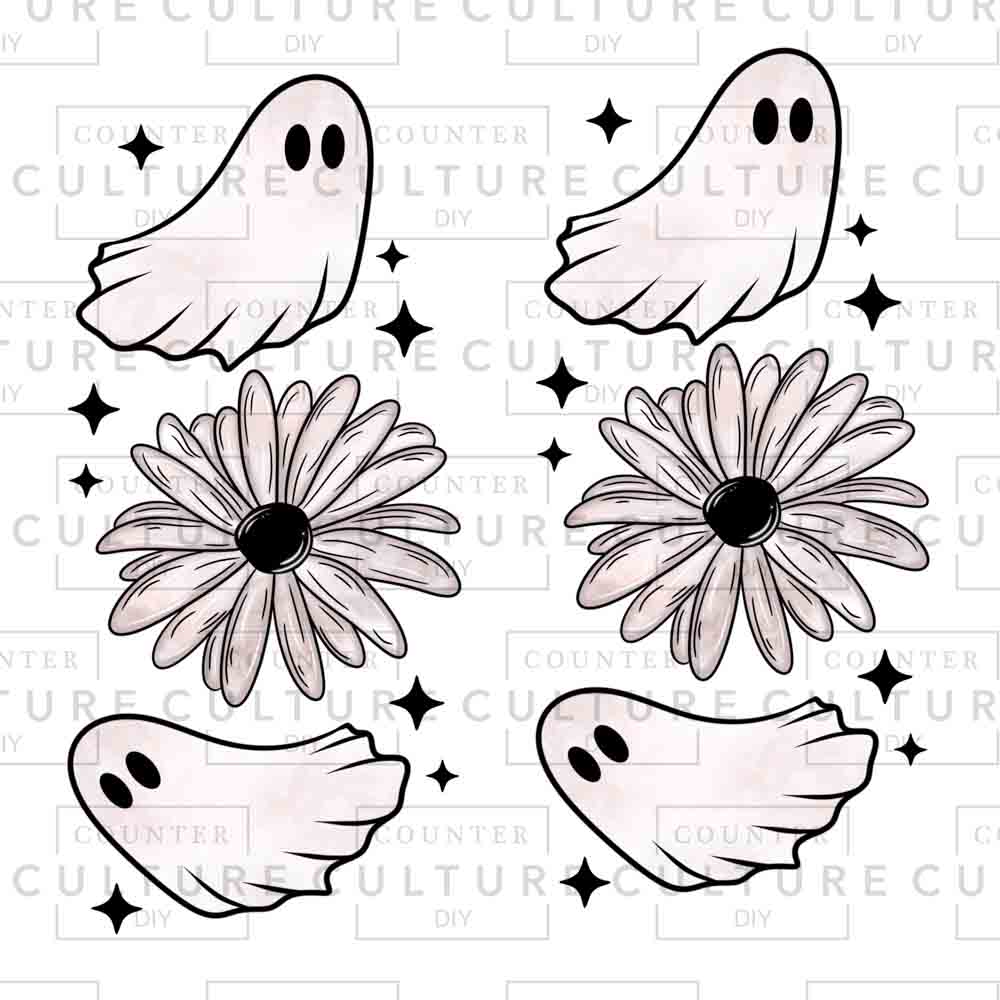 Floral Ghost Sleeve DTF Transfer
