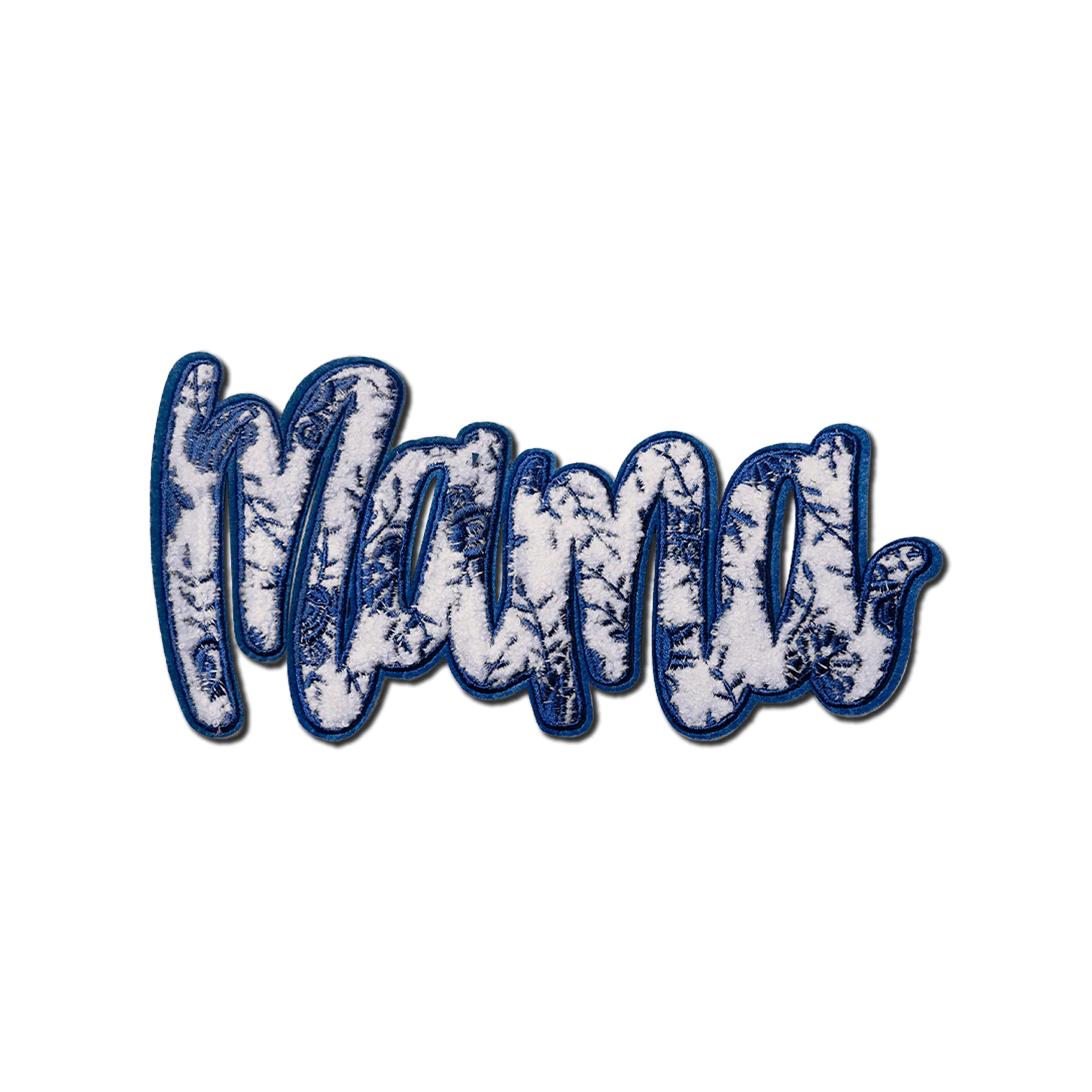 "Mama" Blue Floral Chenille Patch