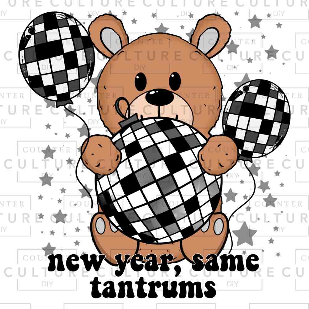 New Years Bear UV DTF