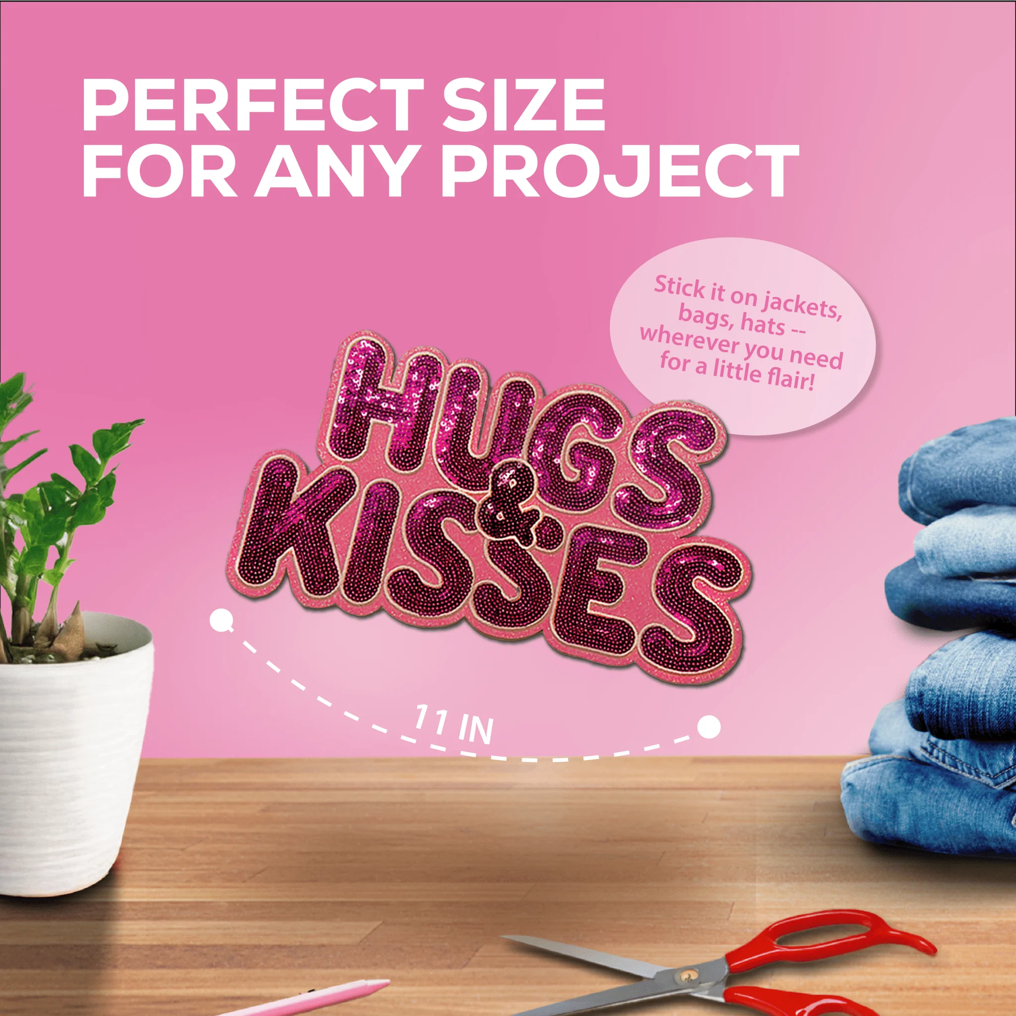 Pink "Hugs & Kisses" Chenille Patch - Image 5