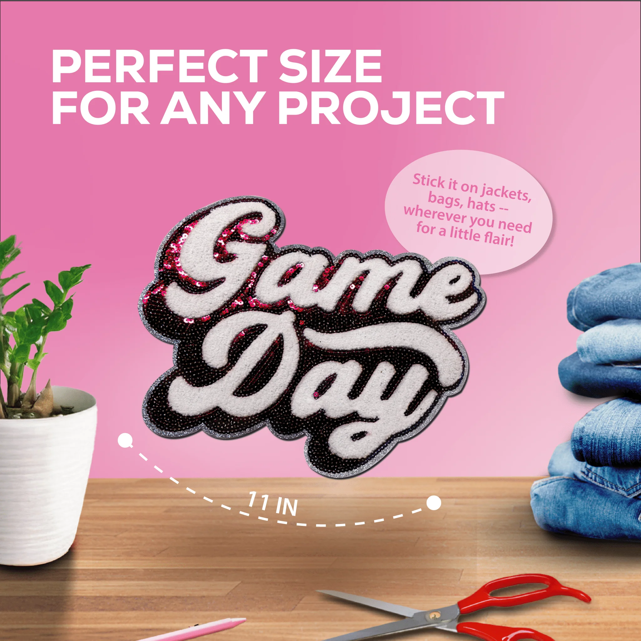 Pink "Game Day" Chenille Patch - Image 3