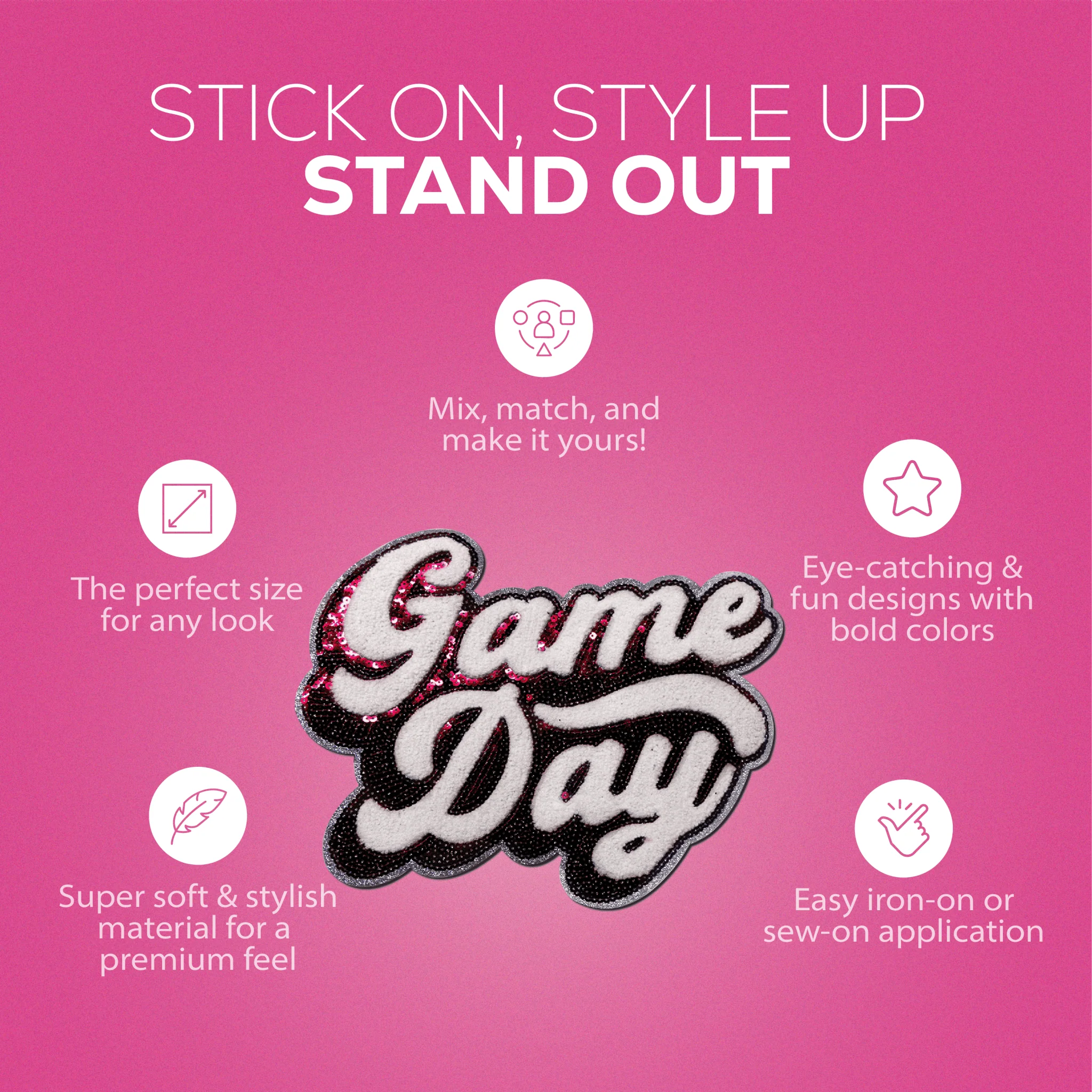 Pink "Game Day" Chenille Patch - Image 5