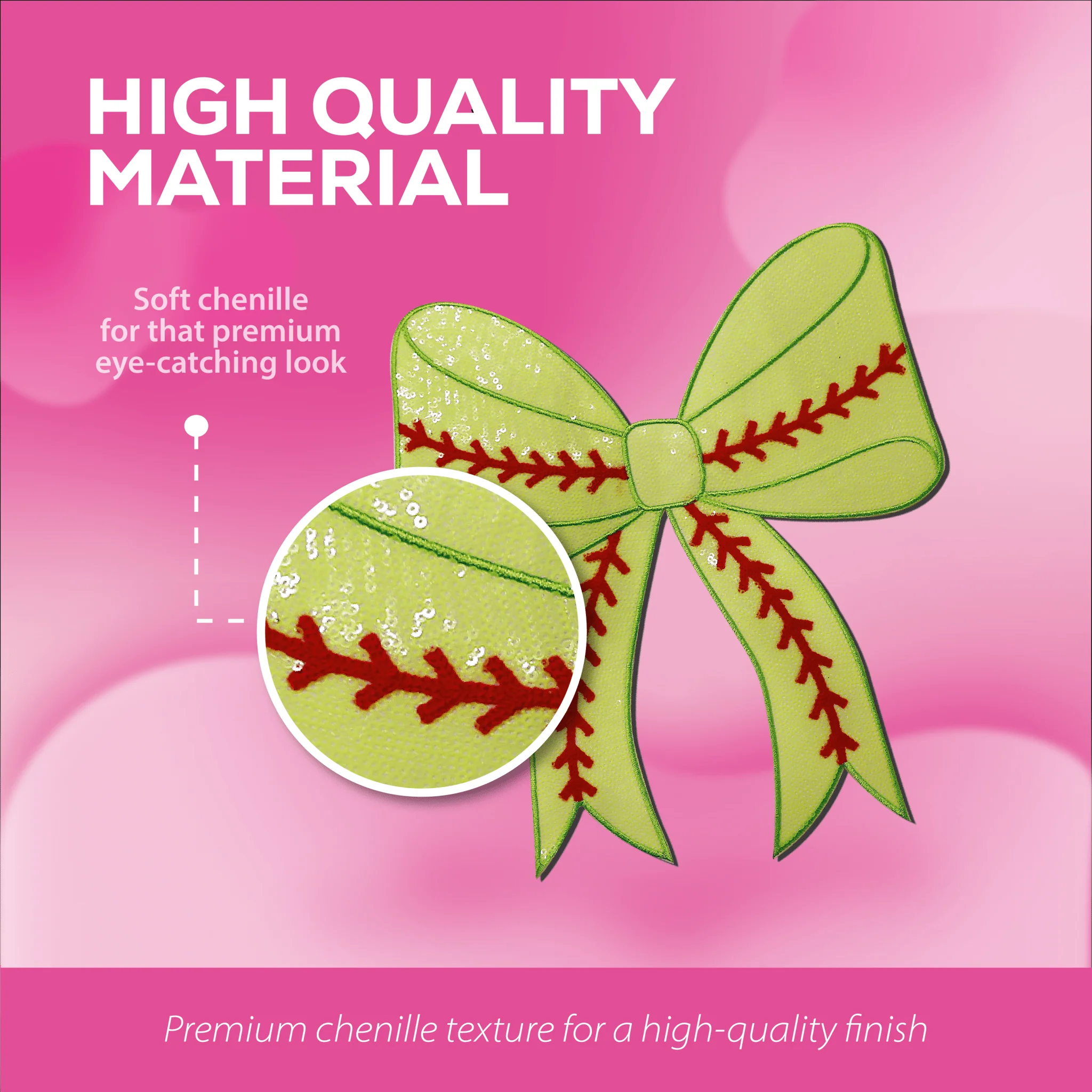 Softball Bow Chenille Patch - Image 2
