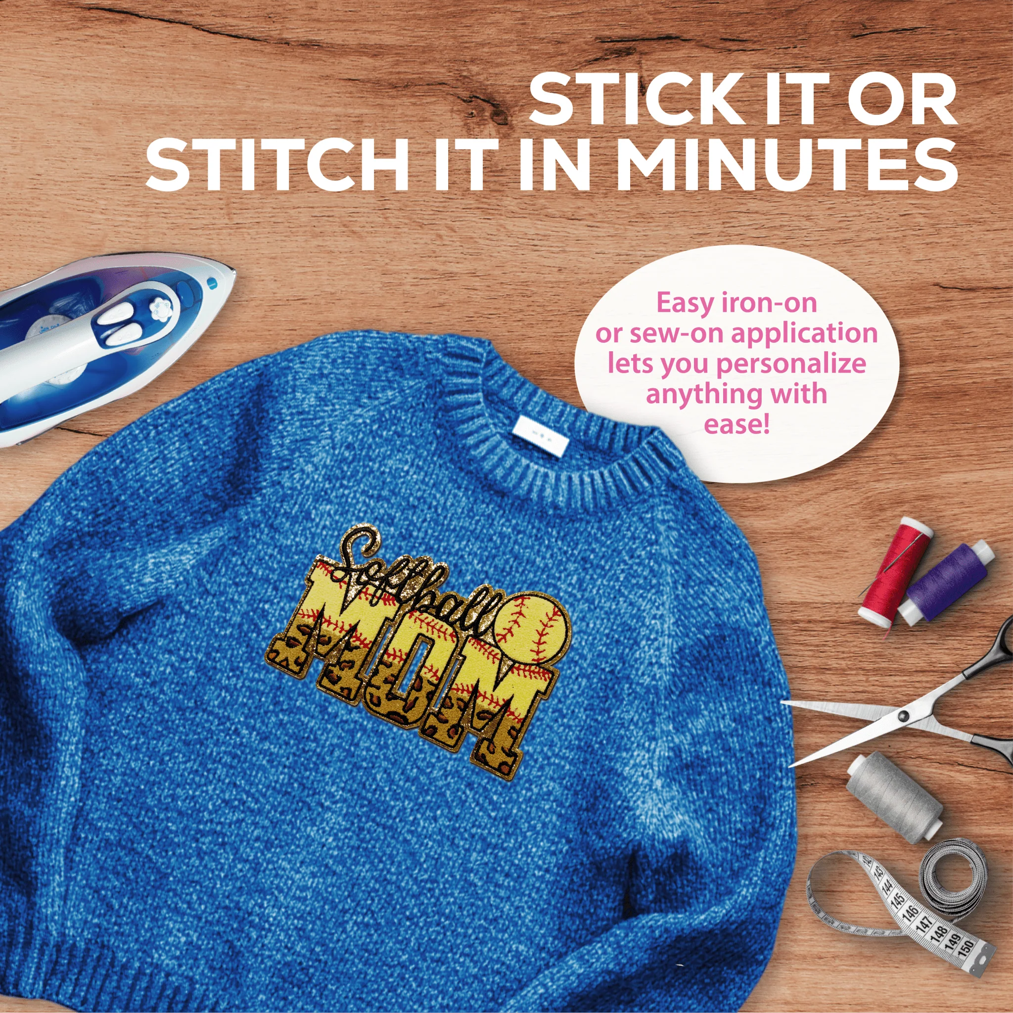 "Softball Mom" Chenille Patch - Image 6