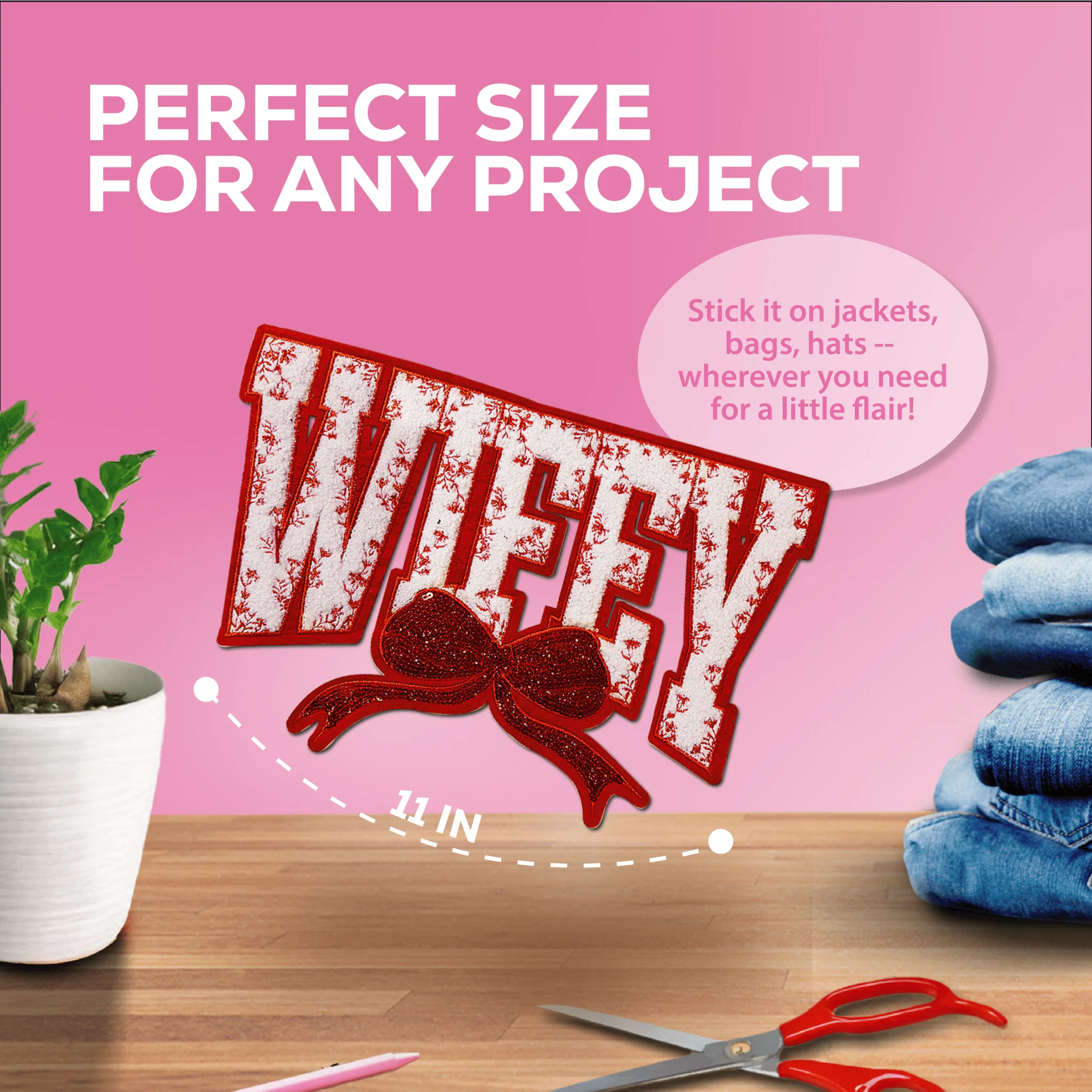 "Wifey" Red Chenille Patch - Image 3