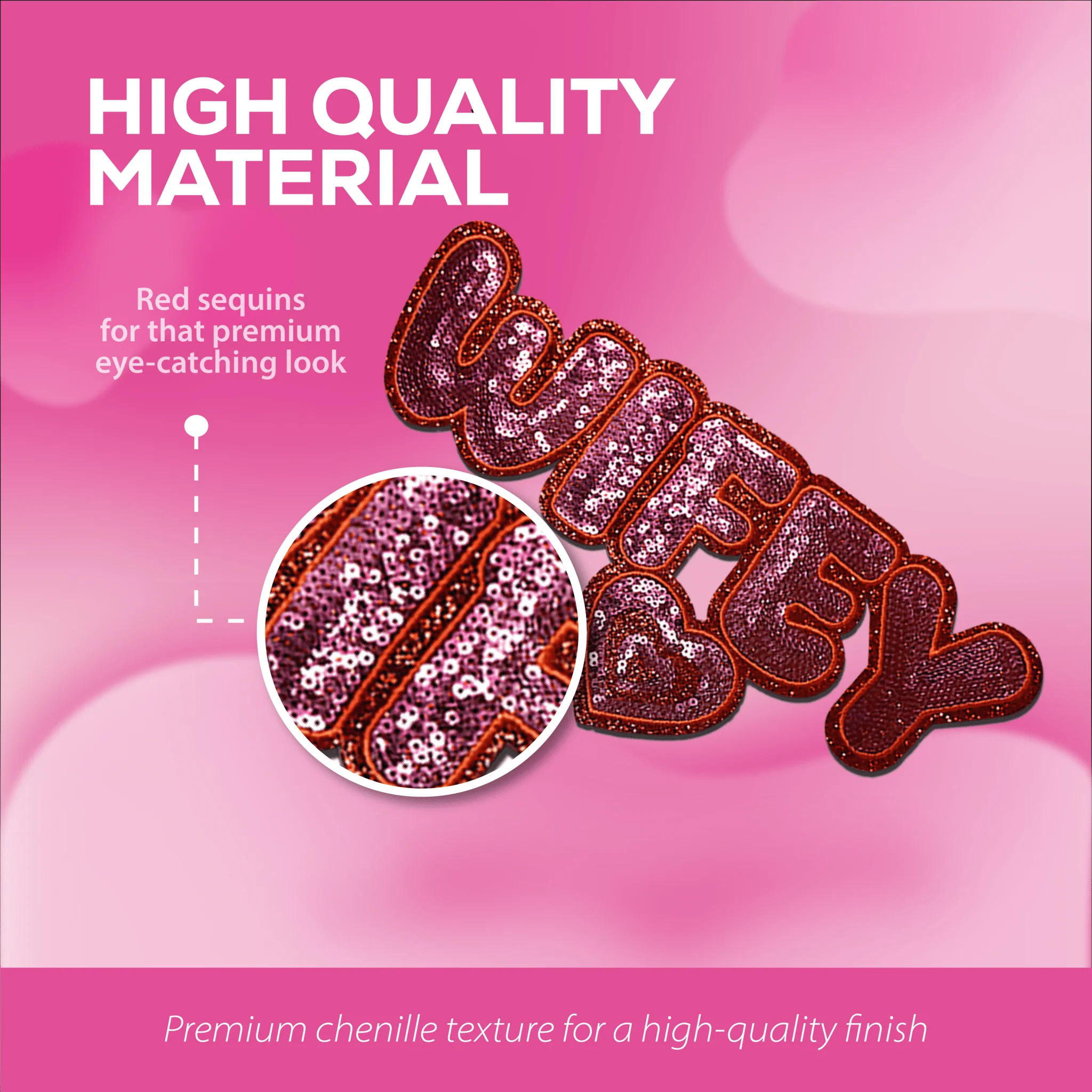 "Wifey" Red Heart sequin Chenille Patch - Image 4